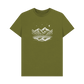 Moss Green Printed T-shirt Featuring a Scenic Mountain Design.
