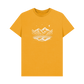 Mustard Printed T-shirt Featuring a Scenic Mountain Design.