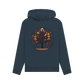 Navy blue printed hoody featuring an autumn tree design