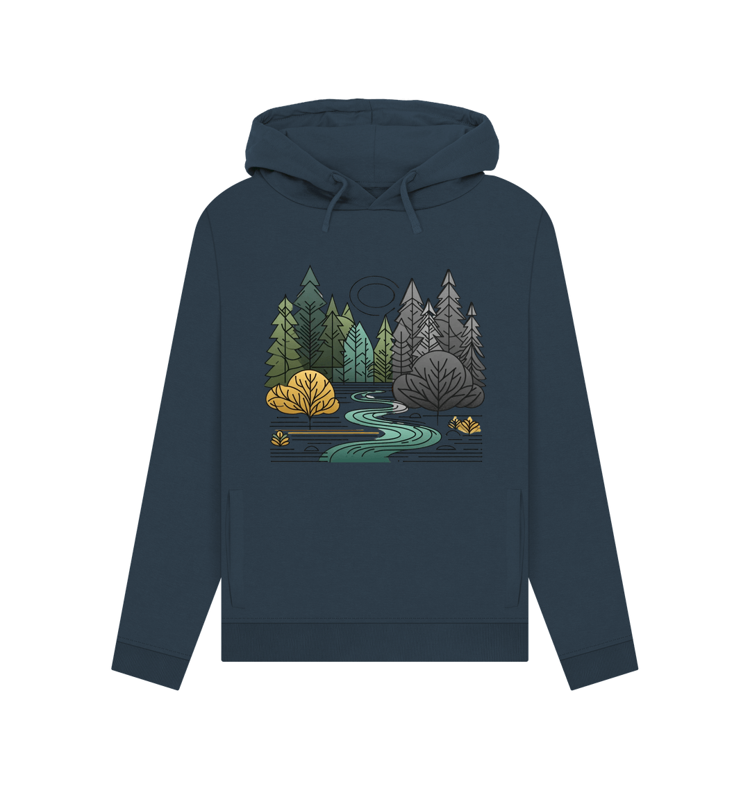 Navy blue printed hoody with forest design