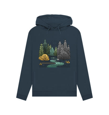 Navy blue printed hoody with forest design