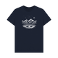 Navy Blue Printed T-shirt Featuring a Scenic Mountain Design.