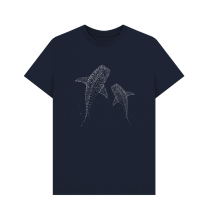 Navy Blue Printed T-shirt With Two Shark Designs