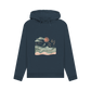 Navy Blue Sun and Birds Women's Pullover Organic Hoodies