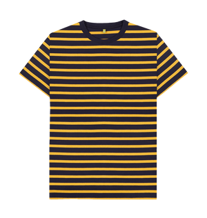 Navy & Mustard Stripe Printed Premium T-Shirt