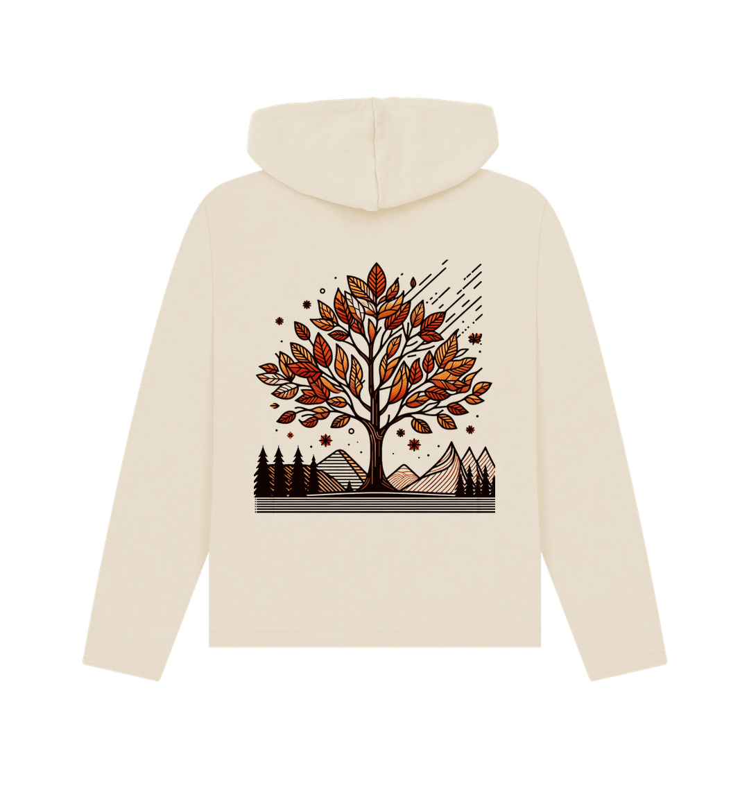 Oat printed hoodie printed hoody featuring an autumn tree design