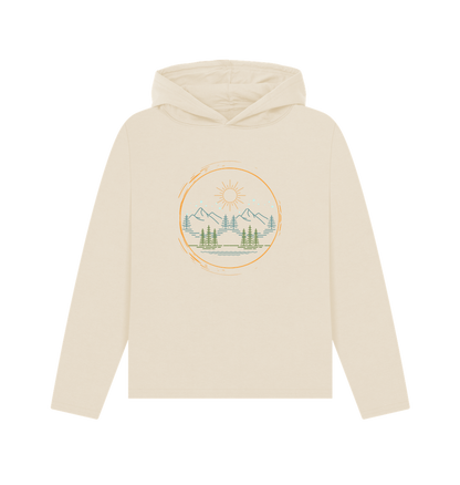 Oat printed hoody featuring a mountain scene