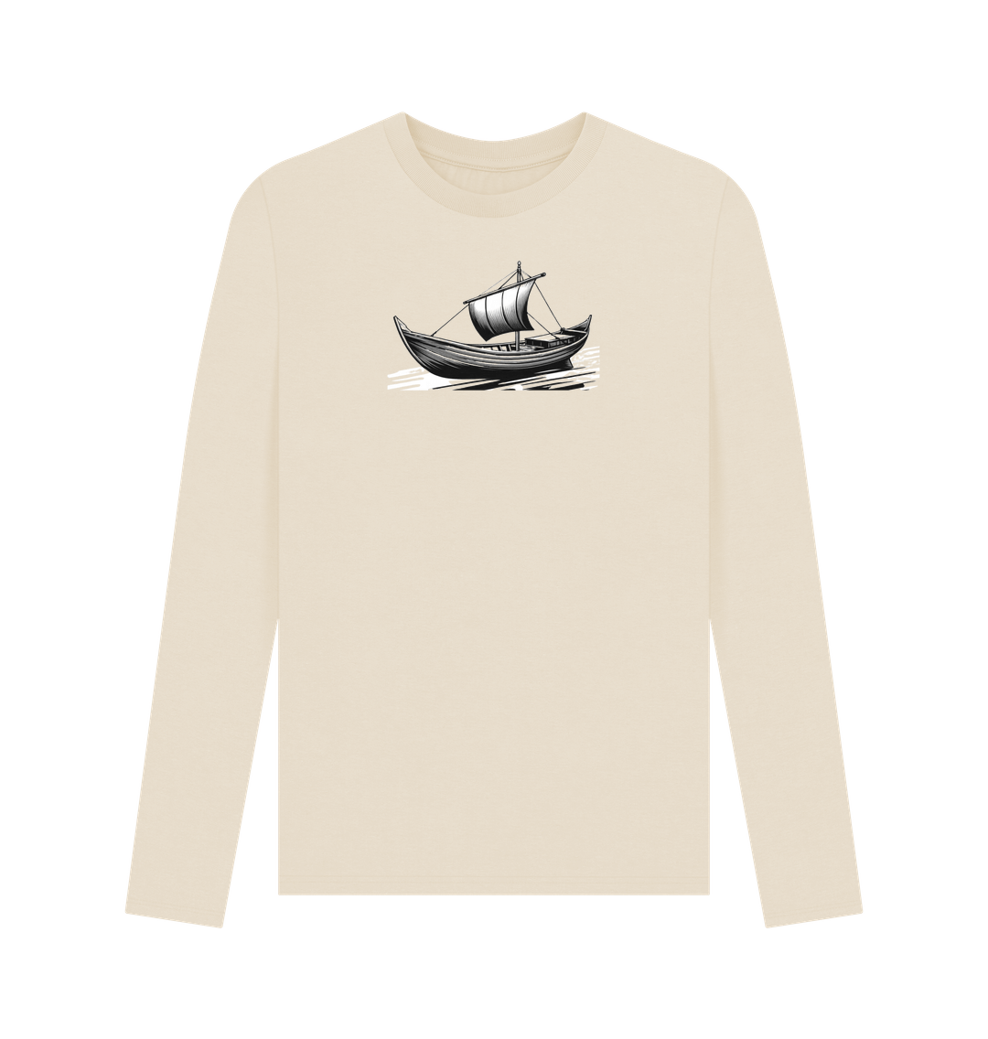 Oat Printed Long Sleeve T-Shirt Showcasing a Boat Print