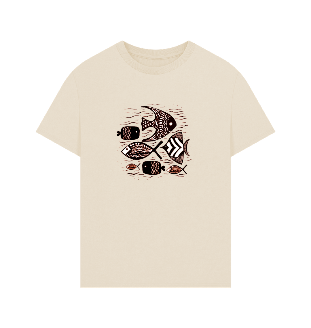 Oat Printed T-shirt Showcasing a Vibrant Fish Pattern