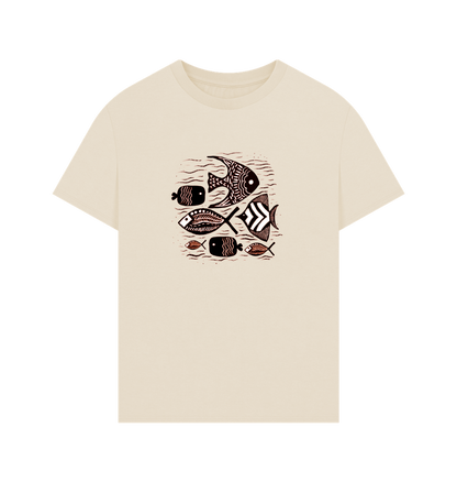 Oat Printed T-shirt Showcasing a Vibrant Fish Pattern