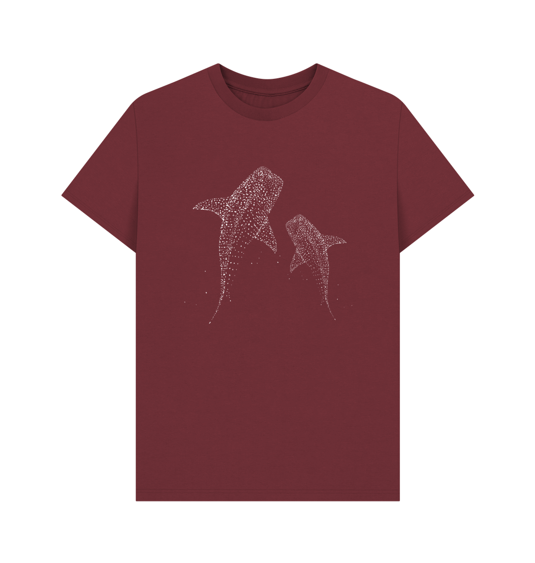 Red Wine Printed T-Shirt With Two Shark Designs