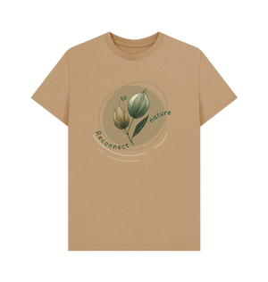 Sand Printed T-shirt With a Green Leaf
