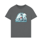 Slate Grey Printed T-shirt Showcasing a Shining Lighthouse Design.