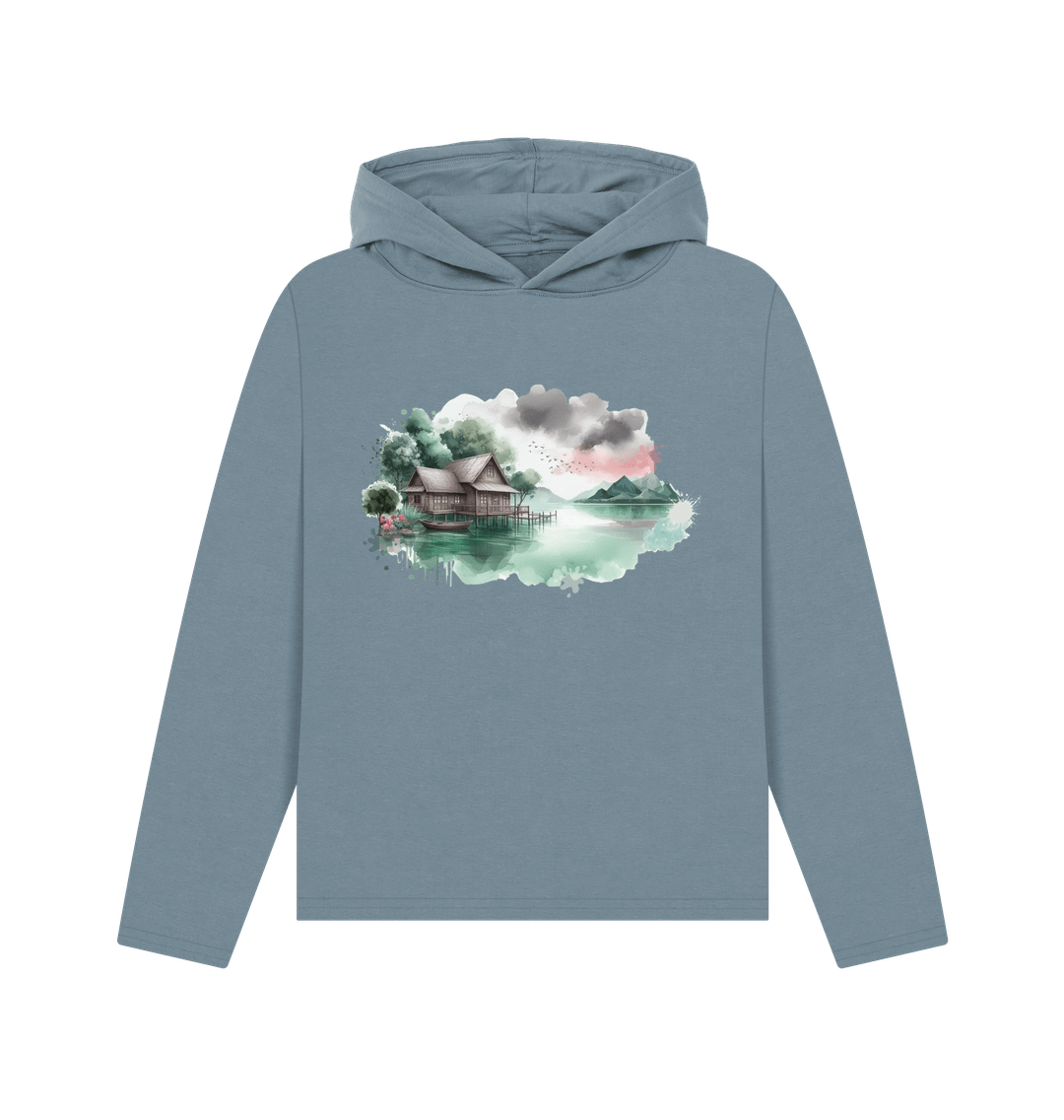 Stone Blue Printed Hoody