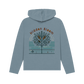 Stone blue printed hoody back view of a women's relaxed fit hoodie featuring the "hidden bloom"