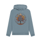 Stone blue printed hoody featuring an autumn tree design