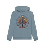 Stone blue printed hoody featuring an autumn tree design