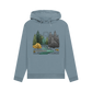 Stone blue printed hoody with forest design