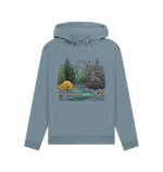 Stone blue printed hoody with forest design