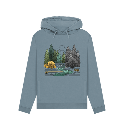 Stone blue printed hoody with forest design