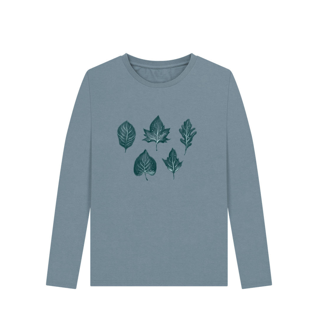 Stone Blue Printed Long Sleeve T Shirt