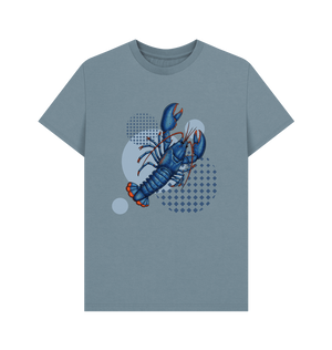 Stone Blue Printed T-shirt Featuring a Lobster Design Men's Organic T-shirt.