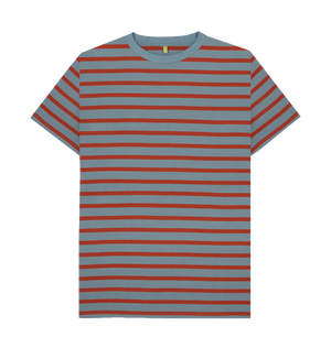 Stone Blue & Rust Stripe Printed Premium T-Shirt