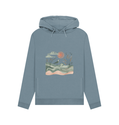 Stone Blue Sun and Birds Women's Pullover Organic Hoodies