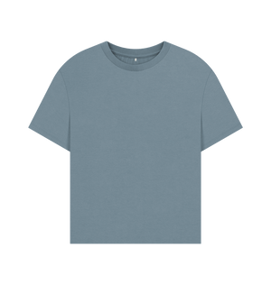 Stone Blue Women's Oversized Fit Organic T-Shirts