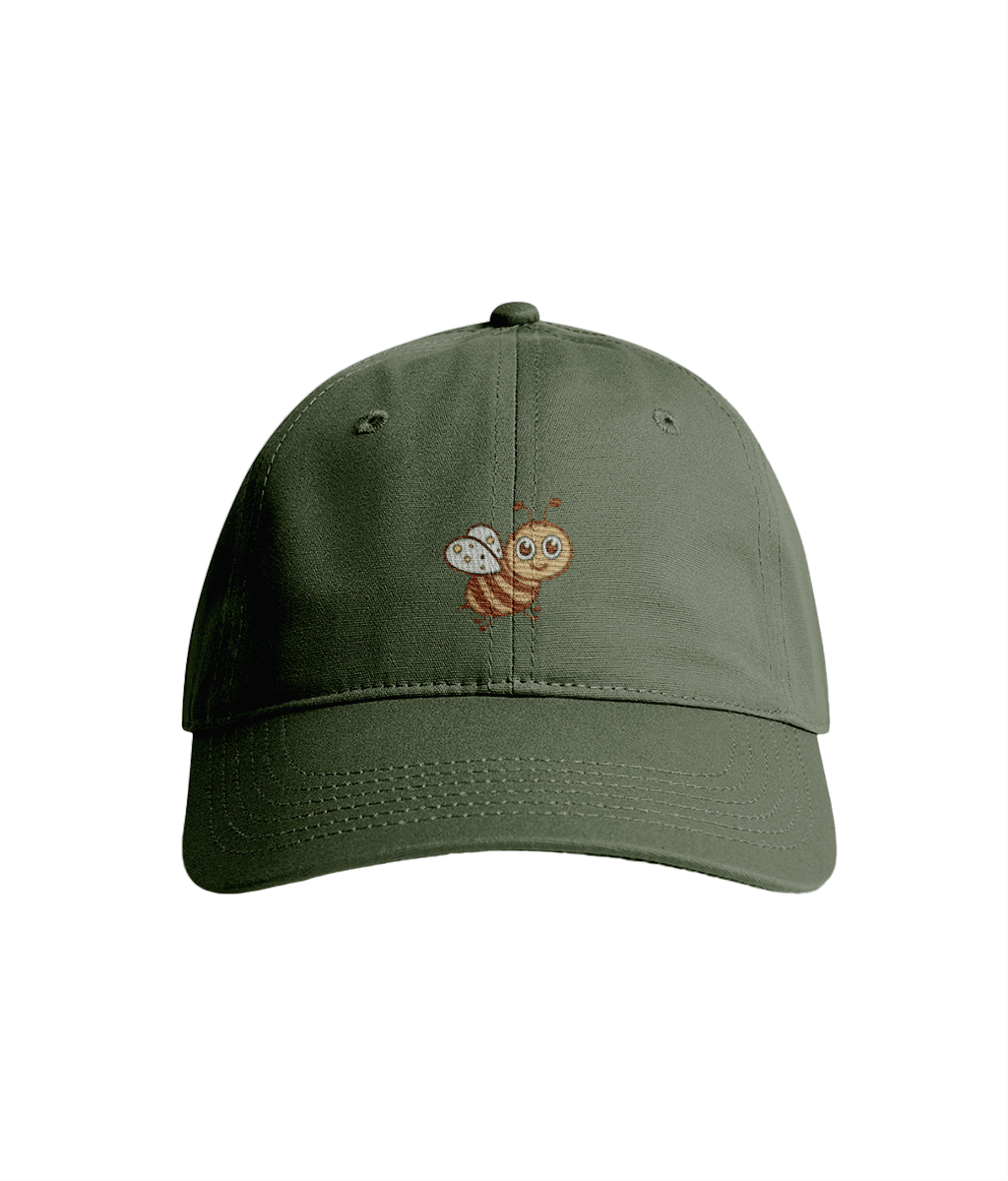 Sustainable Organic Cotton 6 - Panel Cap | Minimalist Bee Embroidery - Loom & Sprout
