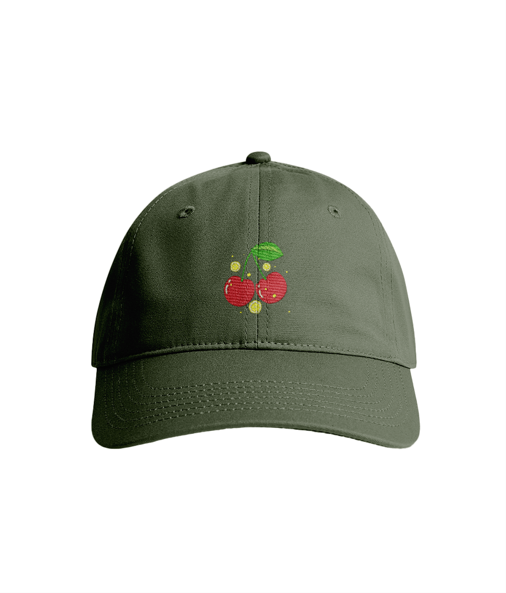 Sustainable Organic Cotton 6 - Panel Cap | Minimalist Cherry Embroidery - Loom & Sprout