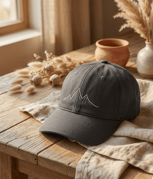 Sustainable Organic Cotton 6 - Panel Cap | Minimalist Mountain Embroidery - Loom & Sprout