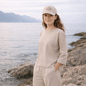 Sustainable Organic Cotton 6 - Panel Cap | Minimalist Turtle's Embroidery - Loom & Sprout