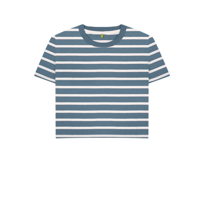The Classic Women's Blue Striped Organic Boxy Tee - Loom & Sprout