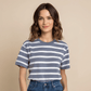 The Classic Women's Blue Striped Organic Boxy Tee - Loom & Sprout