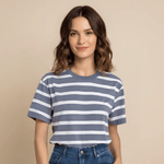 The Classic Women's Blue Striped Organic Boxy Tee - Loom & Sprout
