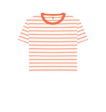 The Classic Women's Coral Striped Organic Boxy Tee - Loom & Sprout