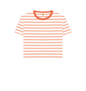 The Classic Women's Coral Striped Organic Boxy Tee - Loom & Sprout