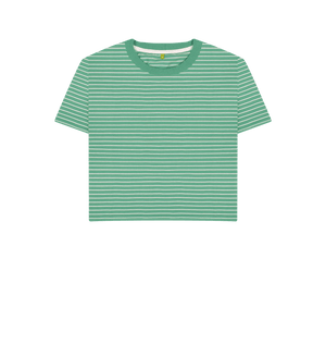 The Classic Women's Green Striped Organic Boxy Tee - Loom & Sprout
