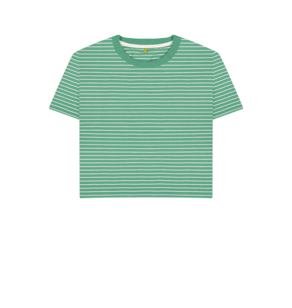 The Classic Women's Green Striped Organic Boxy Tee - Loom & Sprout