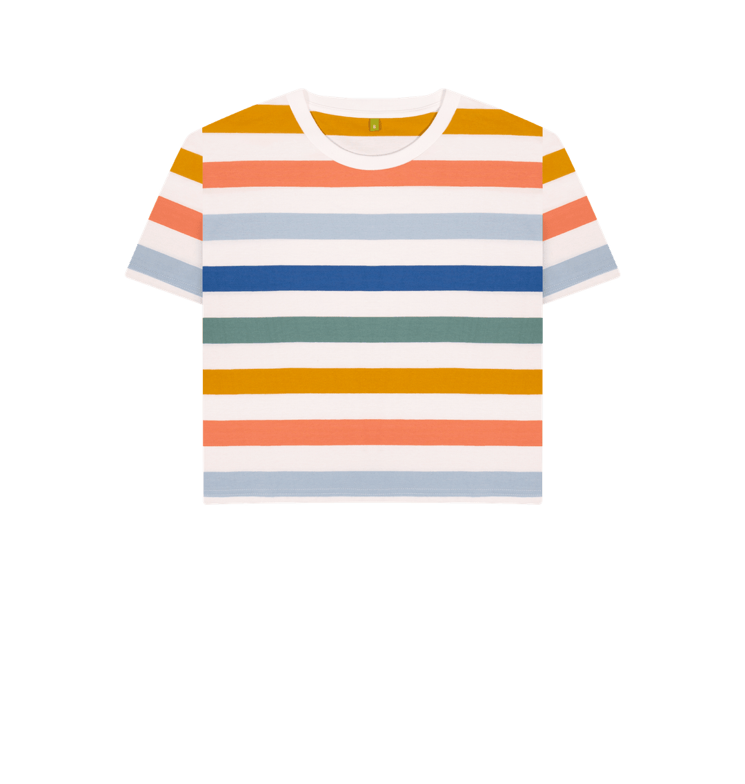 The Classic Women's Multi Colour Striped Organic Boxy Tee - Loom & Sprout