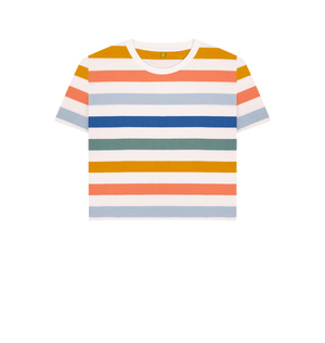 The Classic Women's Multi Colour Striped Organic Boxy Tee - Loom & Sprout