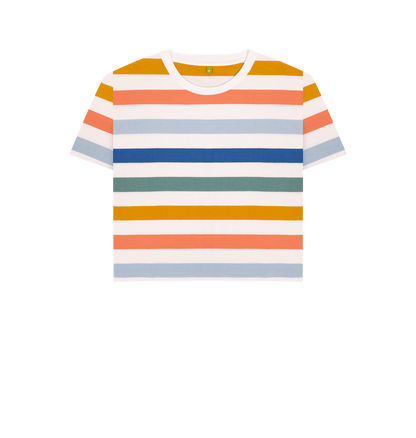 The Classic Women's Multi Colour Striped Organic Boxy Tee - Loom & Sprout