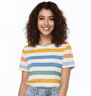 The Classic Women's Multi Colour Striped Organic Boxy Tee - Loom & Sprout