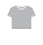 The Classic Women's Navy Striped Organic Boxy Tee - Loom & Sprout