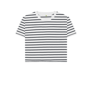The Classic Women's Navy Striped Organic Boxy Tee - Loom & Sprout