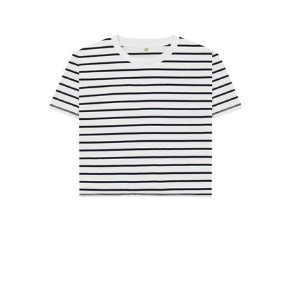 The Classic Women's Navy Striped Organic Boxy Tee - Loom & Sprout