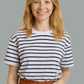 The Classic Women's Navy Striped Organic Boxy Tee - Loom & Sprout