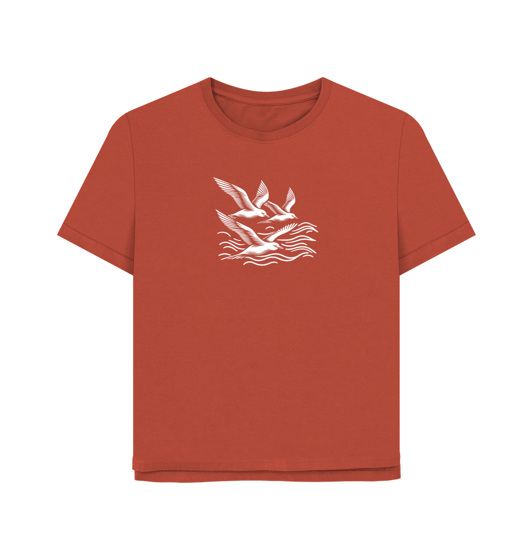 Waves and Wings Women's Relaxed Fit Organic T-shirts - Loom & Sprout