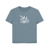 Waves and Wings Women's Relaxed Fit Organic T-shirts - Stone Blue